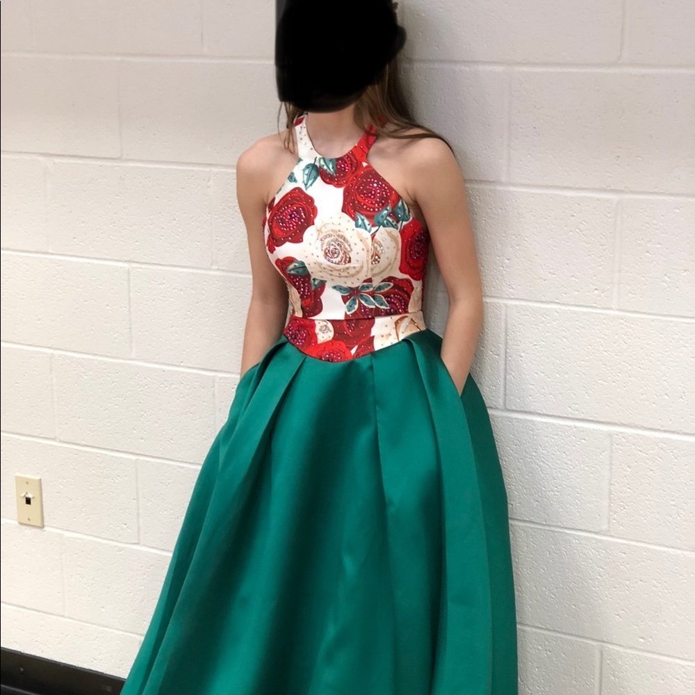 Floral and green gown